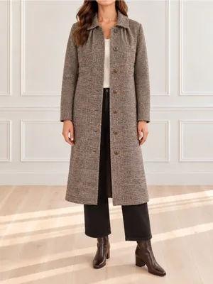 Vintage 1950s Tweed Maxi Coat Small Brown Hand Tailored Dumas California thumbnail 17
