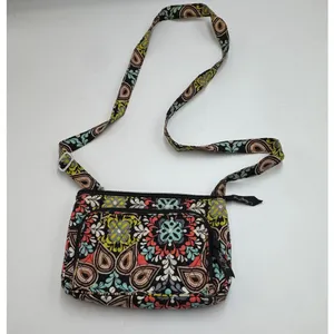 Vera Bradley Sierra On The Go Crossbody Bag Quilted Paisley Floral Black thumbnail 8