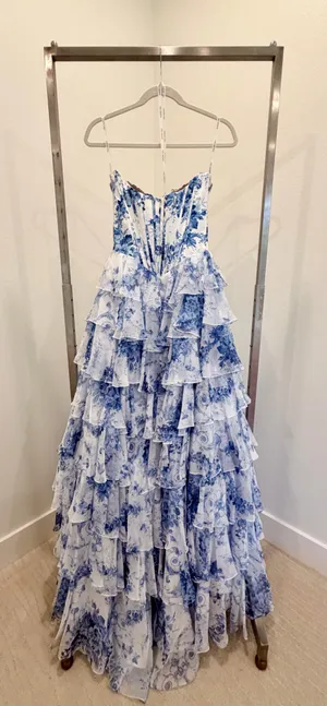 57250 sherri hill peekaboo corset ruffle prom dress size 2 thumbnail 4