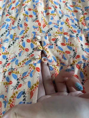 Free People Blush Pink Floral Print Romper with Blue & Red Accents thumbnail 11