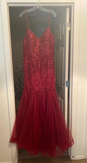 Prom Dresss Red Size 12 thumbnail 1