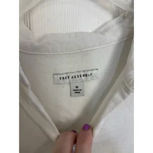 Free Assembly Linen Blend White Button Front Short Sleeve Top M Minimalist Boxy thumbnail 3