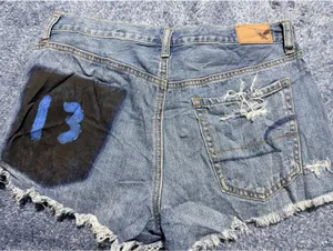 American Eagle Distressed High-Rise Festival Denim Shorts thumbnail 6