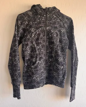 Lululemon Scuba Zip Up Hoodie II Size 8 Space Dye Black Purple White Athleasure thumbnail 1