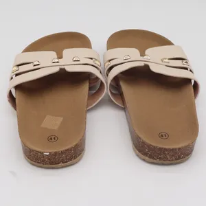 Unbranded Slide Sandals Womens 41 H-Strap Pyramid Studs Cream Cork Good thumbnail 4