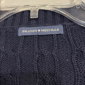 Brandy Melville Navy Blue Cable Knit Cardigan Sweater Buttons One Size thumbnail 2