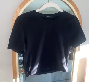 ZARA Black Cropped T Shirt thumbnail 2