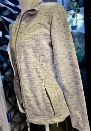 NWOT Women’s Track Jacket Size:S Grey & White Long Sleeves thumbnail 4