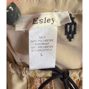 Esley Embroidered Tan Aztec Style Womens Sleeveless Top, Size Large thumbnail 8