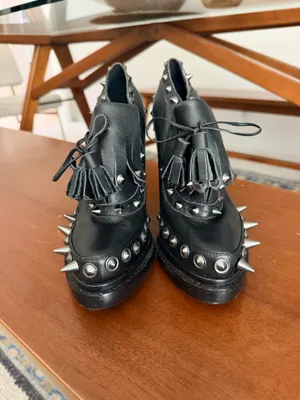 Jeffrey Campbell braveheart black leather studded platform goth metal booties 9 thumbnail 3