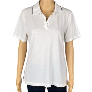 EP PRO Tour Dry Performance White w/Blk Trim Short Sleeve Golf Polo Snaps Large thumbnail 2