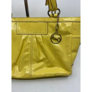 COACH Medium Patent Leather Shoulder Bag Yellow thumbnail 4