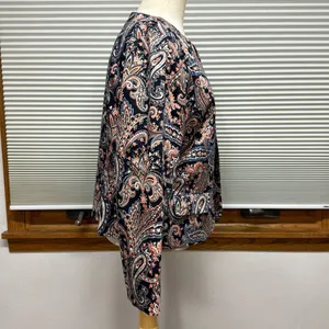 Pendleton Navy Blue and Pink Paisley Patterned Open Front Blazer Jacket thumbnail 3