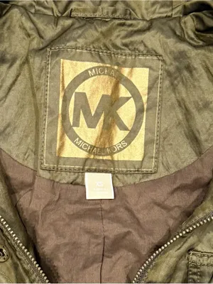 Michael Kors Olive Green Military Utility Style Jacket XS Gold Hardware Full Zip thumbnail 2