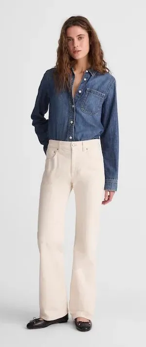 Madewell Relaxed Bootcut Jeans Cream White Canvas High Rise Comfort‎ Stretch 28 thumbnail 1