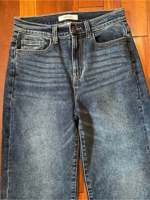 Zenana Cropped Wide Leg Jeans Med Wash Raw Hem Cropped Sz 28 X 23 High Rise thumbnail 3