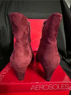 AEROSOLES Women’s Red Light Wine Memory Foam Suede Mid-Heel Ankle Boots 8M thumbnail 5