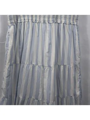 J.Crew Blue White Stripe Smocked Tiered Maxi Dress Women’s Size Medium thumbnail 3