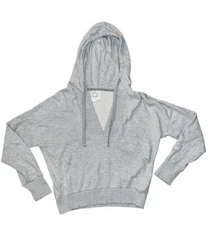OFFLINE by Aerie American Eagle Light Gray V-Neck Hooded Pullover Ribbed trim thumbnail 1