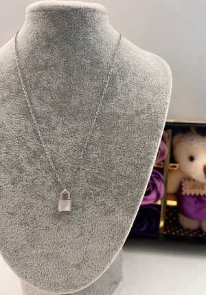 925 silver Plated Lock Chain Necklace thumbnail 3