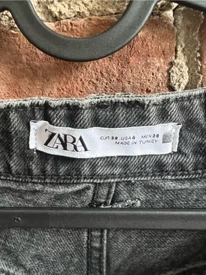Zara Gray Washed High-Rise Black Denim Shorts Jorts 100% Cotton Size 6 thumbnail 3