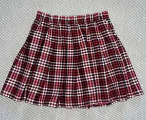 Jolie And Joy Red Black Plaid Pleated School Girl Mini Skater Skirt Sz S NWOT thumbnail 1