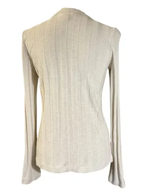 H&M Women's Light Beige Ribbed Long Sleeve Knit Top Sweater - Size Medium (18" x 25") thumbnail 2