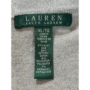 Lauren Ralph Lauren Faux Wrap Silver Shimmer Silk Blend Long Sleeve Sweater XL thumbnail 5