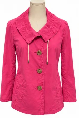 J.Crew Bright Pink Lightweight Trench Jacket Coat Size 4 Button Front thumbnail 1