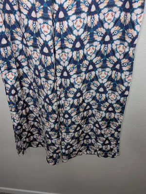 Anthropologie Geometrical Blue White Wide-Leg Pull on Pants XL thumbnail 3