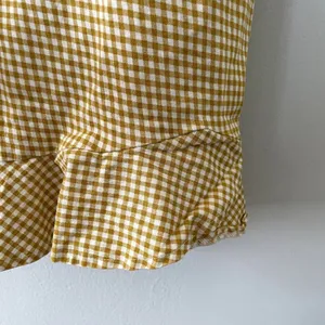 Olive Scent yellow white checkered v-neck summer‎ sundress bodycon women size S thumbnail 4