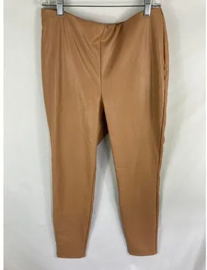 Express Faux Leather Brown Legging Size Large thumbnail 1