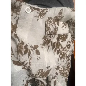 J. Gee Womens 2X Floral Midi Dress White Brown Elastic Waist Lined Cottagecore thumbnail 8