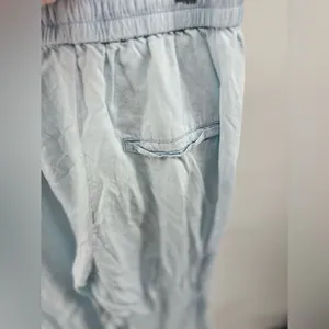 Zara Lyocell Wide Leg Drawstring Pull On Pants Size S Light Blue thumbnail 5