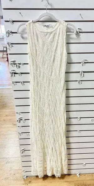 NA-KD Sleeveless Lace Seam Detail Bodycon Maxi Dress Off White Women's Size XXS thumbnail 3