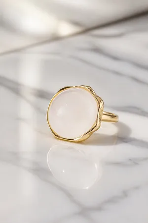 &merci Gorgeous Stainless Steel Golden Embellished Statement Ring Size 6 thumbnail 3