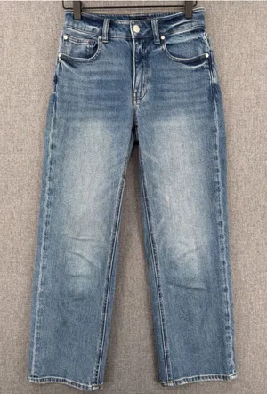 Quince Comfort Stretch High Rise Cropped Wide Leg Denim Jeans Atlantic Blue 25 thumbnail 1