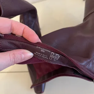 Zara Burgundy Stretch Leather Stiletto Heeled Ankle‎ Boot EU36 US 5.5 Square Toe thumbnail 13