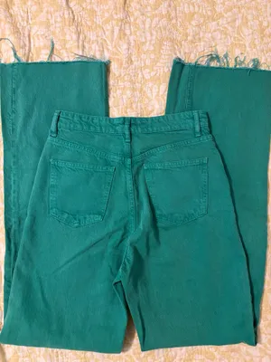 ZARA Green High-Rise Wide-Leg Jeans thumbnail 5