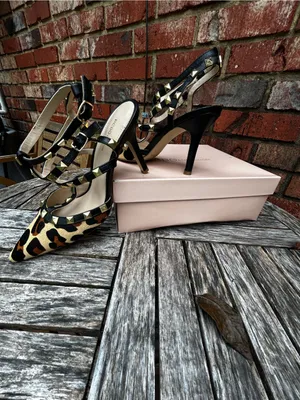 BCBGeneration Leopard Print Studded T-Strap Pumps - Black, Tan & Cream thumbnail 2