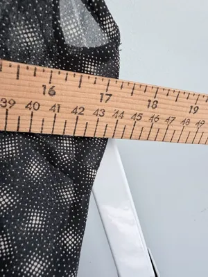 Old Navy Vintage Sheer Gray Polka Dot Tie Neck Sleeveless Blouse Pussybow XS thumbnail 7