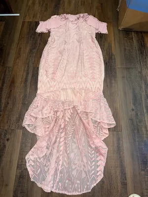 Selfie Leslie Blush Pink Off-Shoulder Ruffle High-Low Dress thumbnail 10