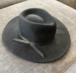Boho Black Felt Wide Brim Cowgirl Hat  thumbnail 1