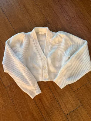 LoveShackFancy Avignon Crop Cashmere Blend Cardigan thumbnail 3