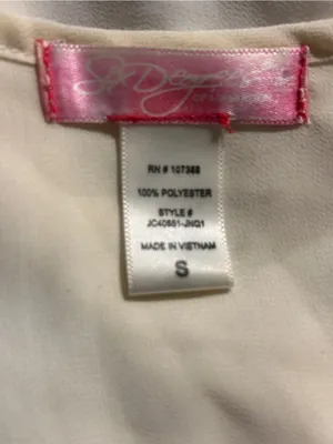 Sky Designs Group Blouse Womens Small Cream White Sheer V-Neck Flawed As Is thumbnail 3
