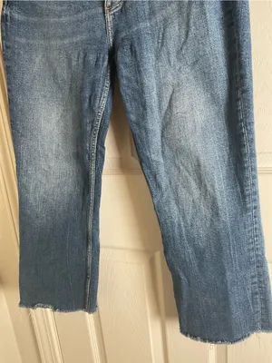 Zara Z1975 High-Rise Straight Leg Jeans Medium Wash Raw Hem – Size US 10 thumbnail 3