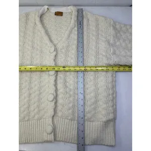 POL Chunky V-Neck Bubble Cardigan Sweater in Ivory. Size M. thumbnail 5