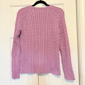 LL Bean Womens Purple Cable Knit Cotton Cardigan Sweater Medium OBUG5 thumbnail 2