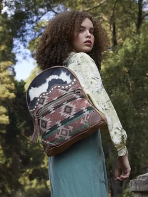 Myra Bag Cow hide Southwest Avery Backpack Bag cabincore rustic country thumbnail 3