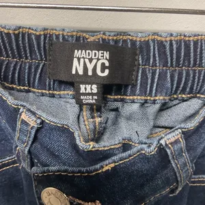 Madden‎ NYC Wide Leg Jeans XXS Blue Denim Elastic Waist Cross Over Waistband New thumbnail 4